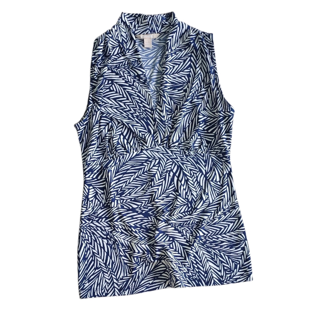 Banana Republic Navy and White Patterned Blouse